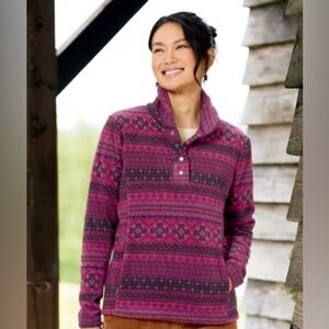 The Vermont Country Store Fleece Aztec Pattern Pullover Super soft Purples SZ 1X